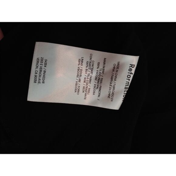 Reformation Abrielle Dress in Black Size 8 Women's Side Slit Midi Slip - Picture 15 of 15